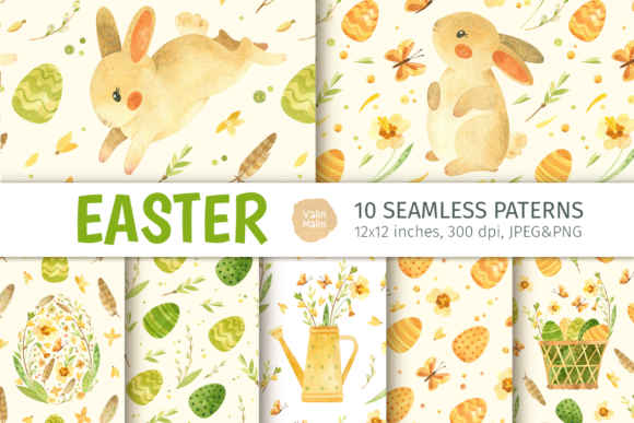 Easter Bunny Seamless Patterns for Creative Projects